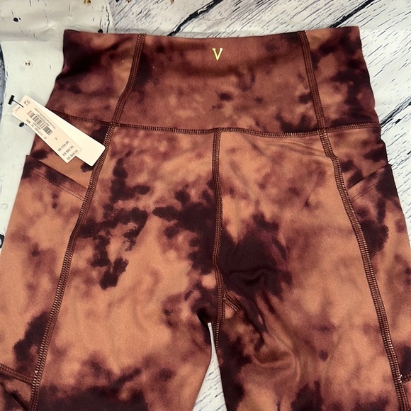 NWT VS VICTORIAS SECRET TIE DYE BROWN BURGUNDY LEGGINGS HIGH WAIST POCKETS 2 XS - Picture 10 of 10